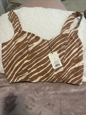 a new day Brown & Cream Zebra Smocked Crop Top